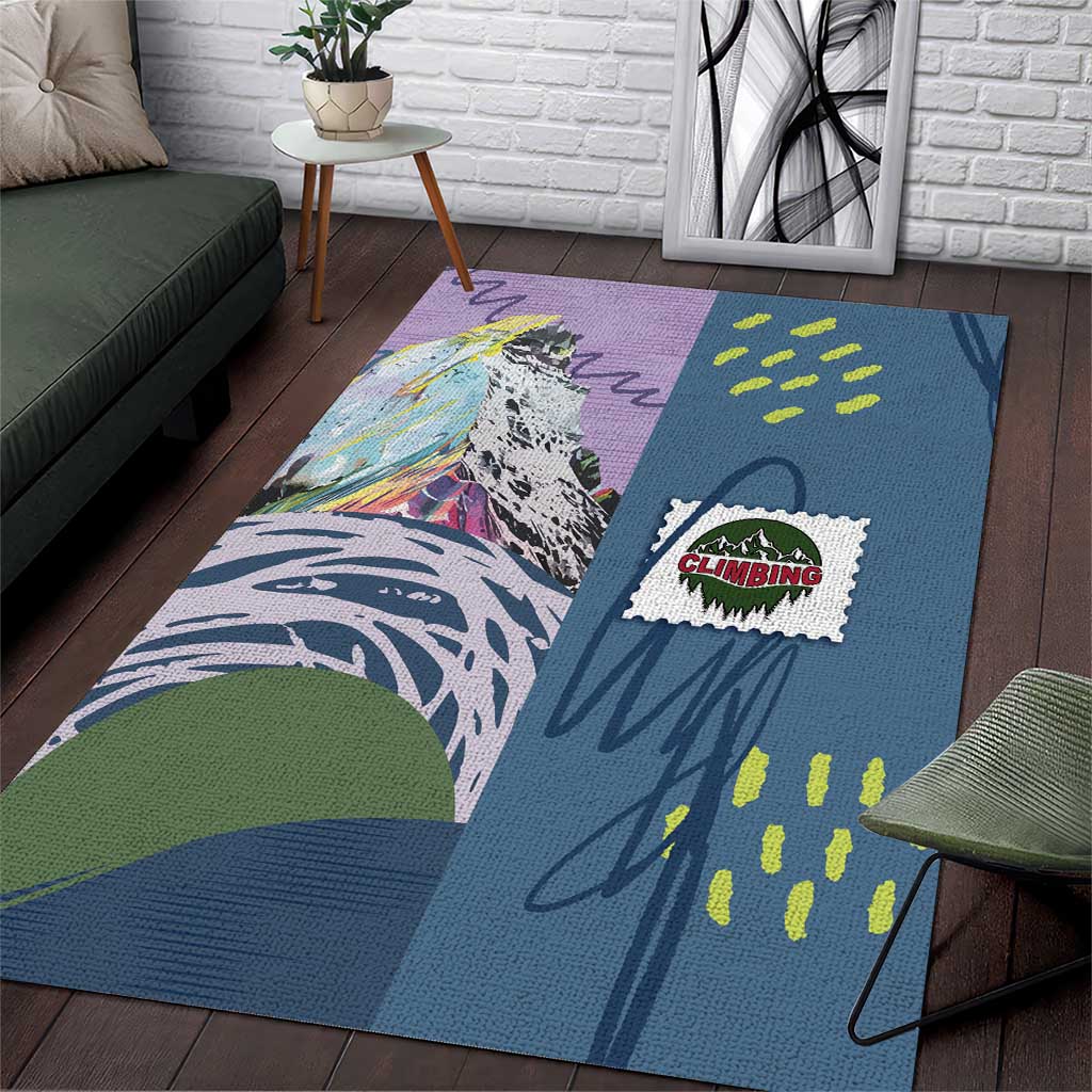 Climbing Area Rug Mountain Art Retro Style