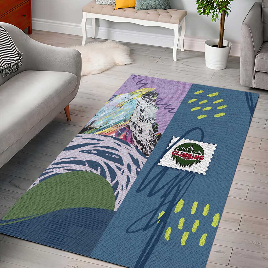Climbing Area Rug Mountain Art Retro Style