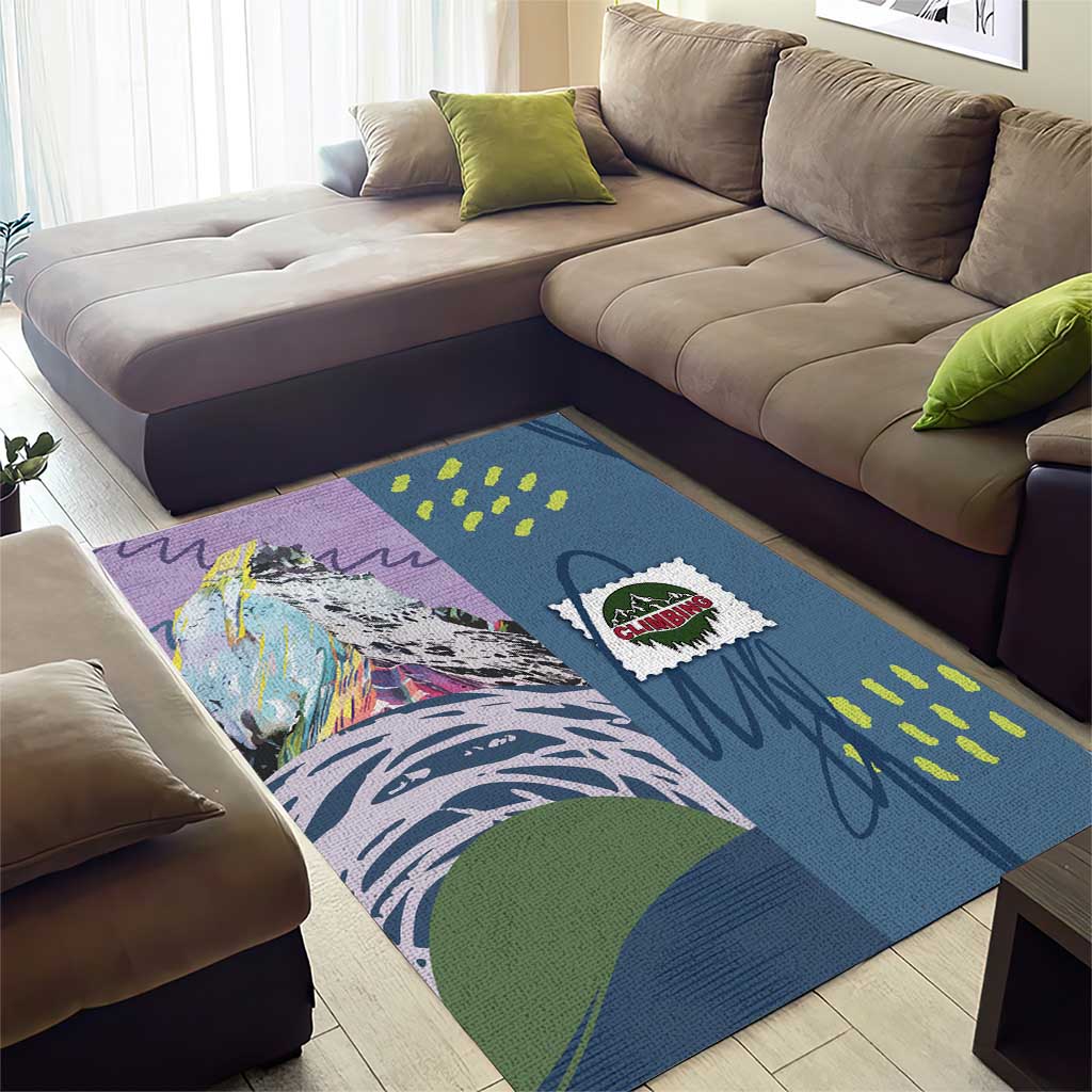 Climbing Area Rug Mountain Art Retro Style
