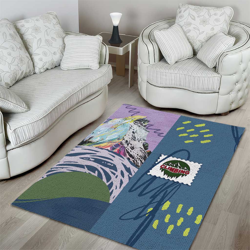 Climbing Area Rug Mountain Art Retro Style