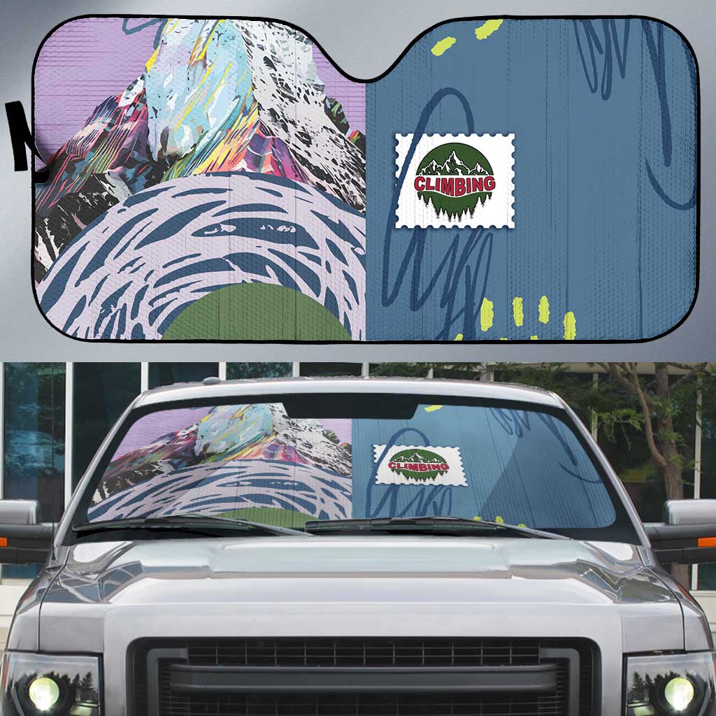 Climbing Auto Sun Shade Mountain Art Retro Style