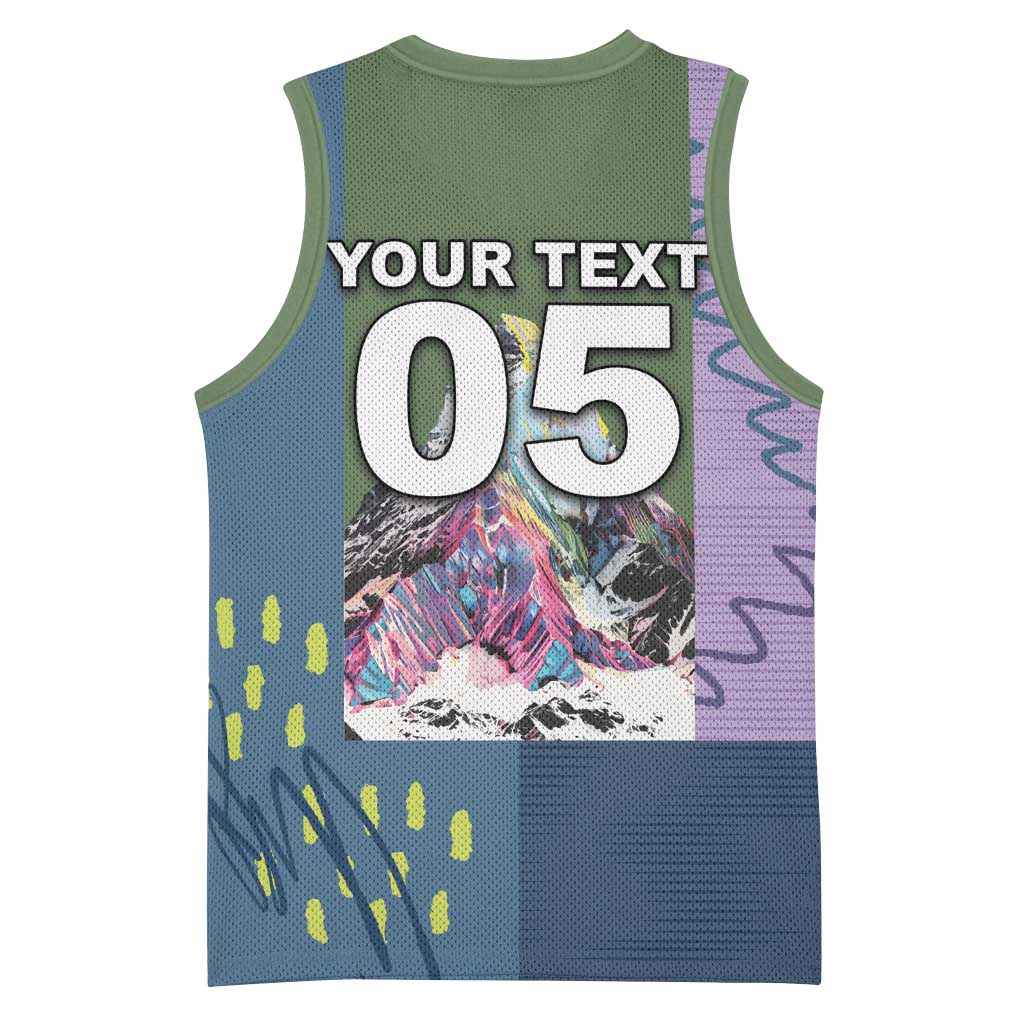 Custom Climbing Basketball Jersey Mountain Art Retro Style