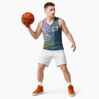 Custom Climbing Basketball Jersey Mountain Art Retro Style