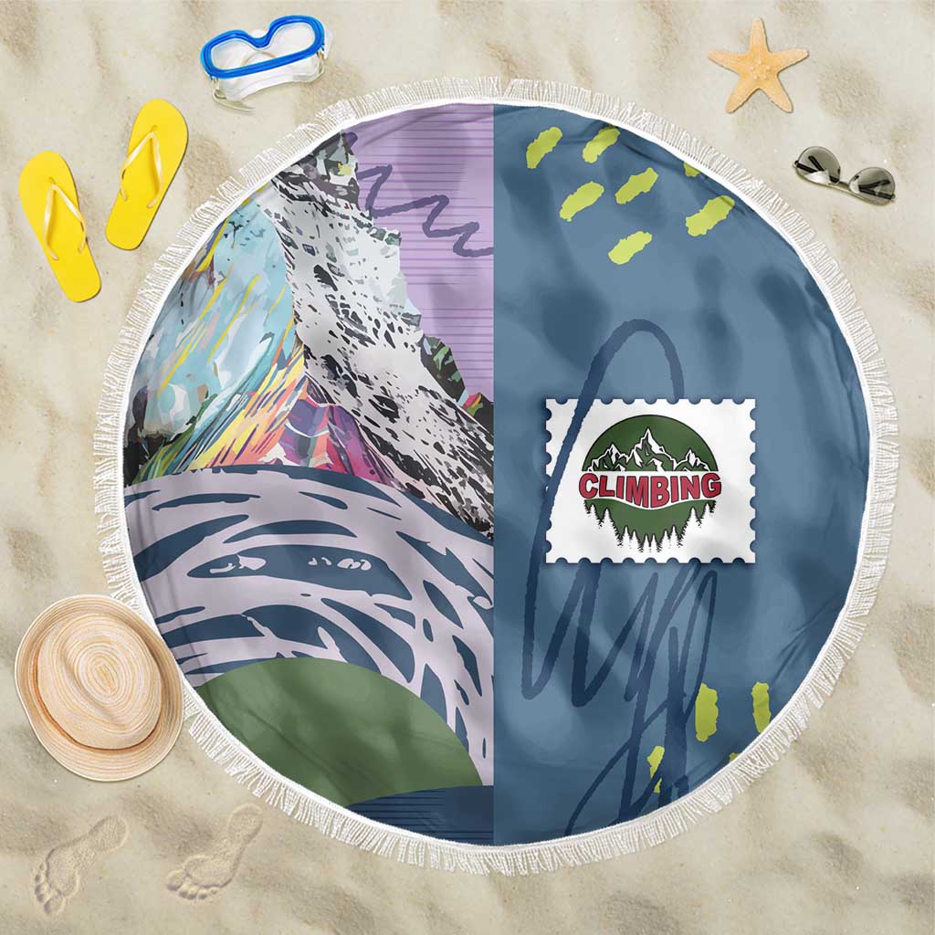 Climbing Beach Blanket Mountain Art Retro Style