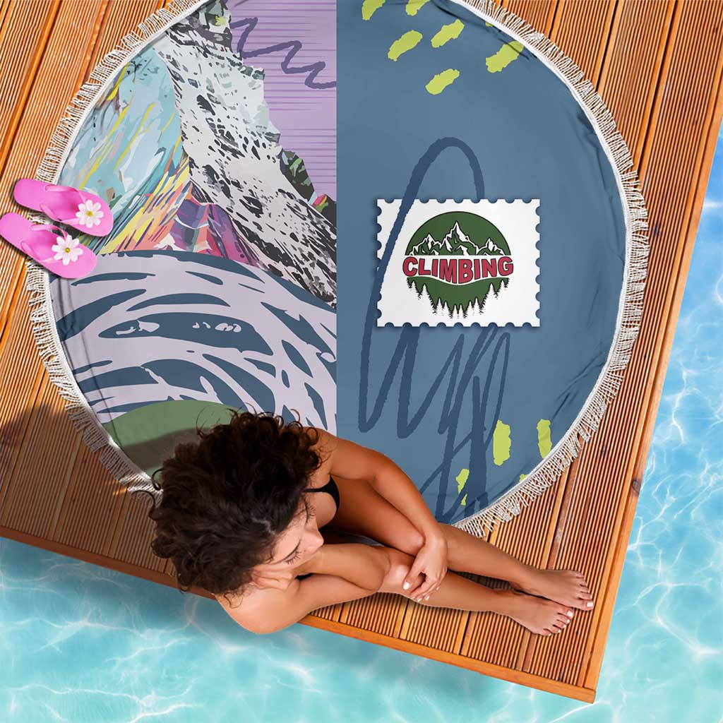 Climbing Beach Blanket Mountain Art Retro Style