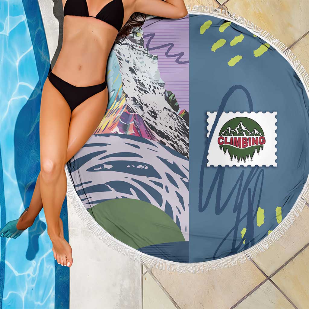Climbing Beach Blanket Mountain Art Retro Style