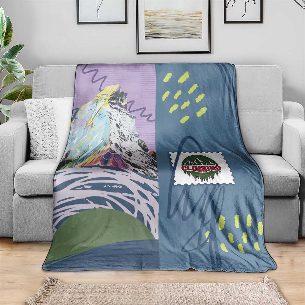 Climbing Blanket Mountain Art Retro Style
