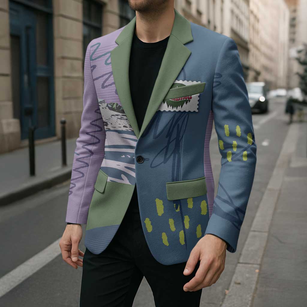 Custom Climbing Blazer Mountain Art Retro Style