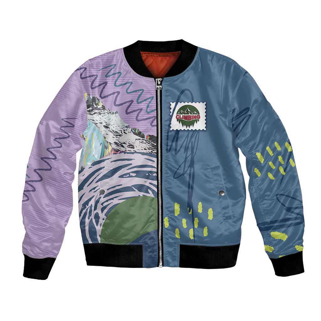 Custom Climbing Bomber Jacket Mountain Art Retro Style