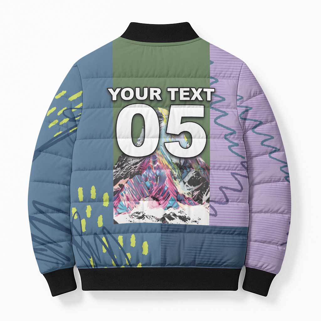 Custom Climbing Bomber Puffer Jacket Mountain Art Retro Style