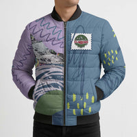 Custom Climbing Bomber Puffer Jacket Mountain Art Retro Style