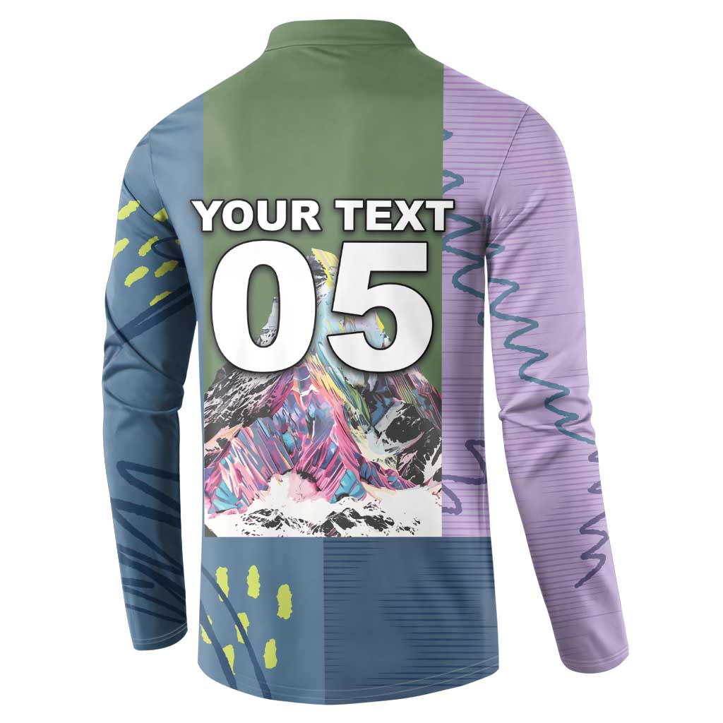 Custom Climbing Button Sweatshirt Mountain Art Retro Style