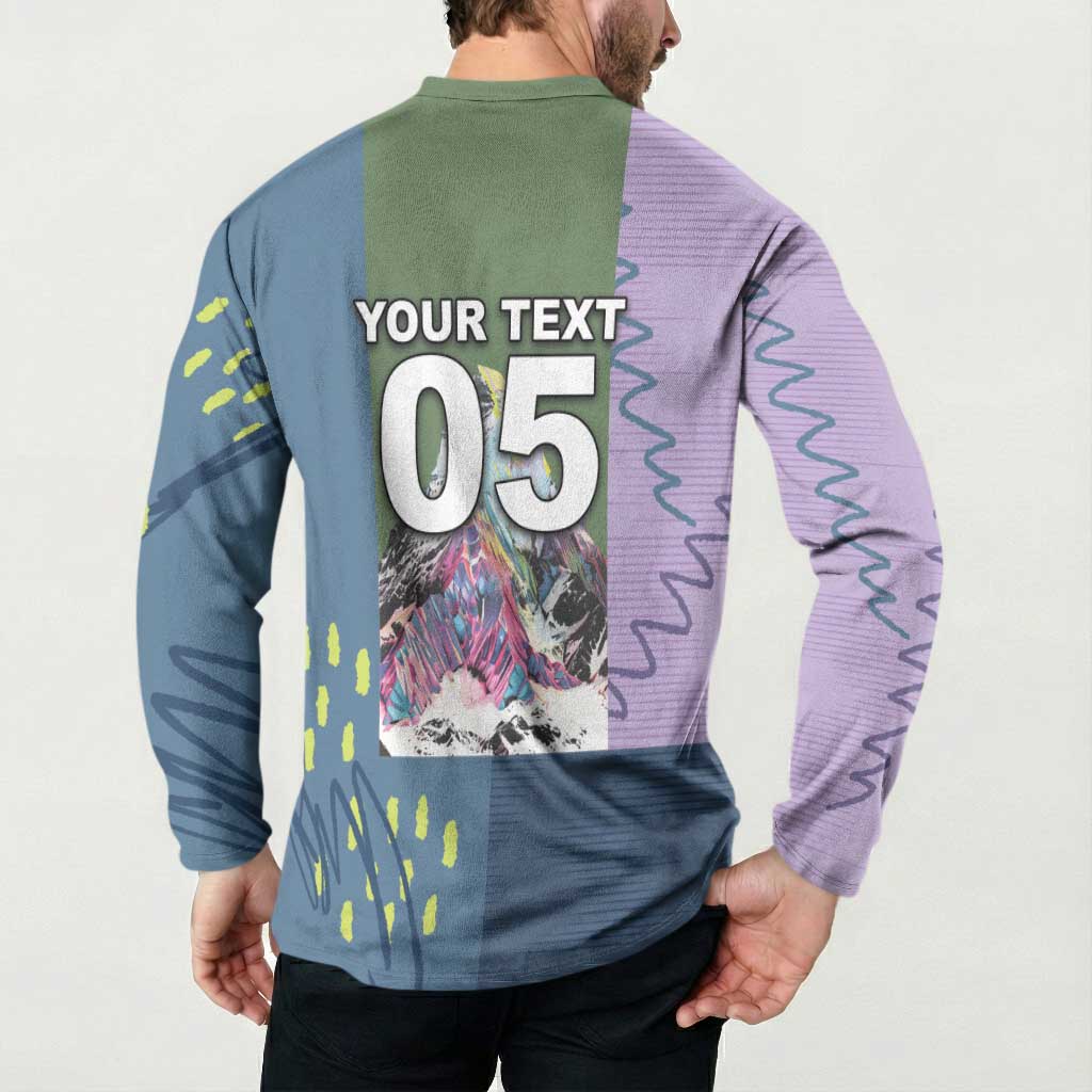 Custom Climbing Button Sweatshirt Mountain Art Retro Style