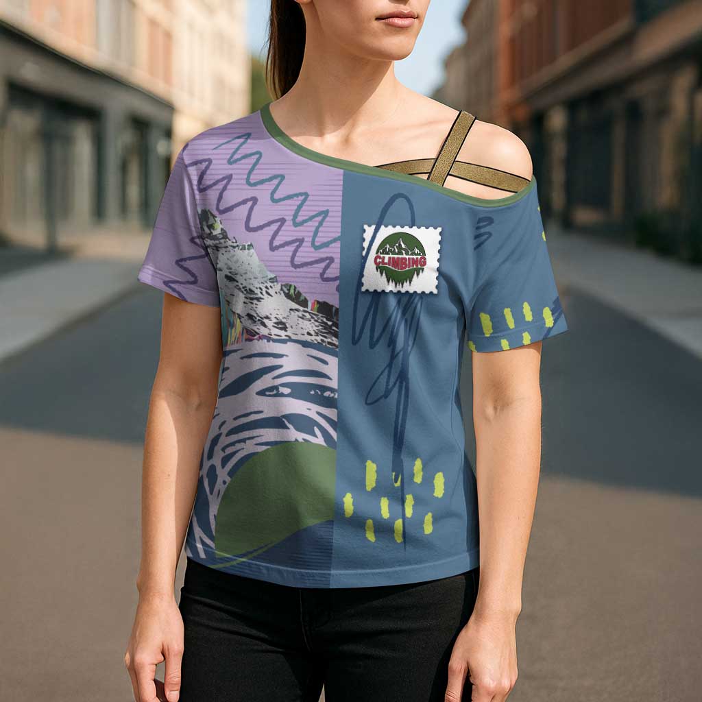 Custom Climbing Cross Shoulder Shirt Mountain Art Retro Style