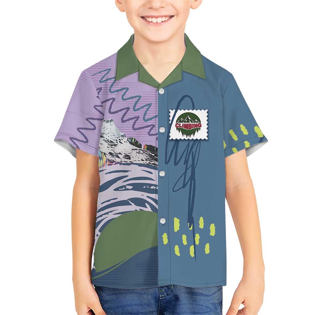 Custom Climbing Hawaiian Shirt Mountain Art Retro Style