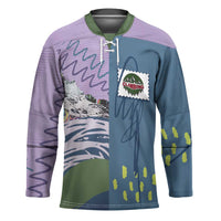 Custom Climbing Hockey Jersey Mountain Art Retro Style