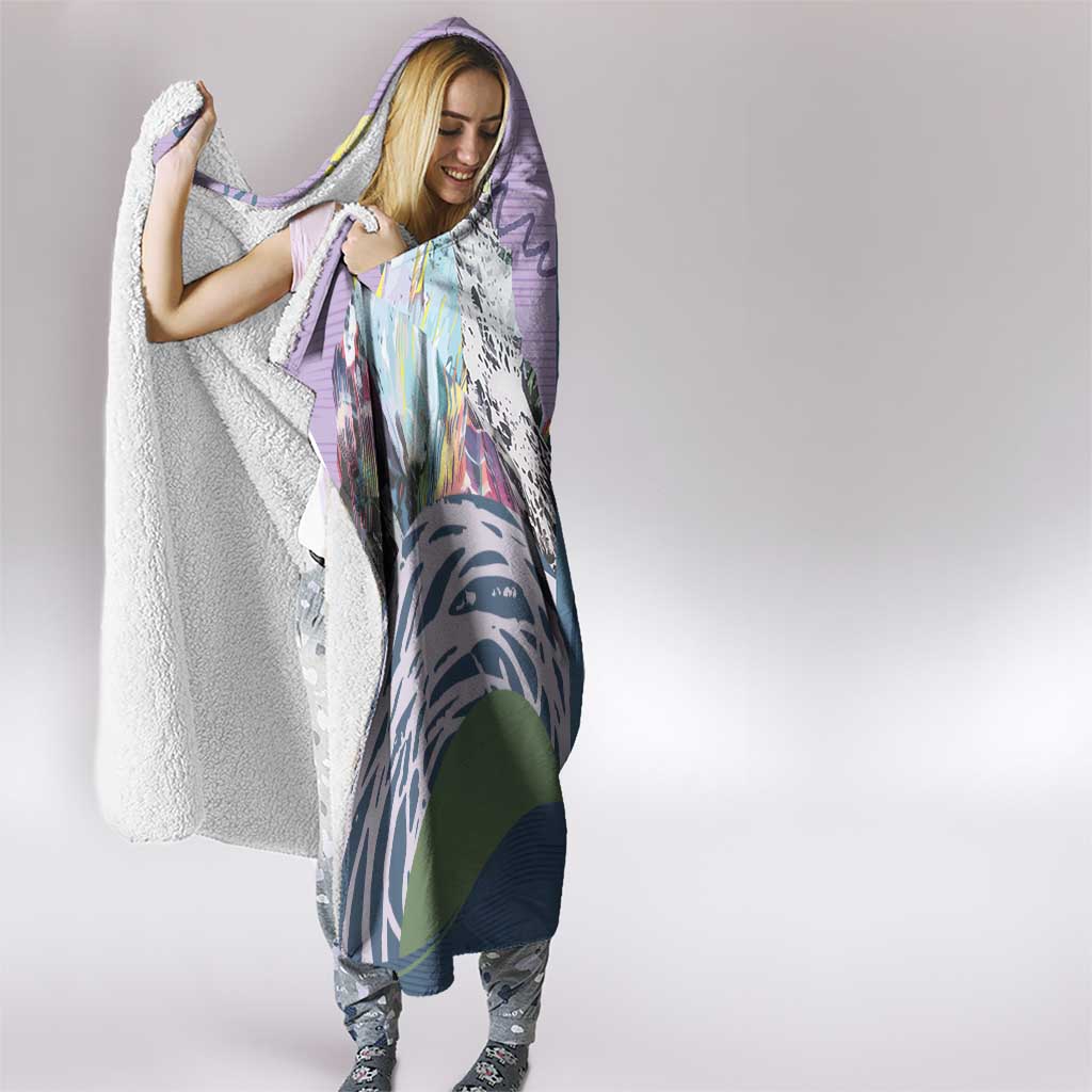 Climbing Hooded Blanket Mountain Art Retro Style