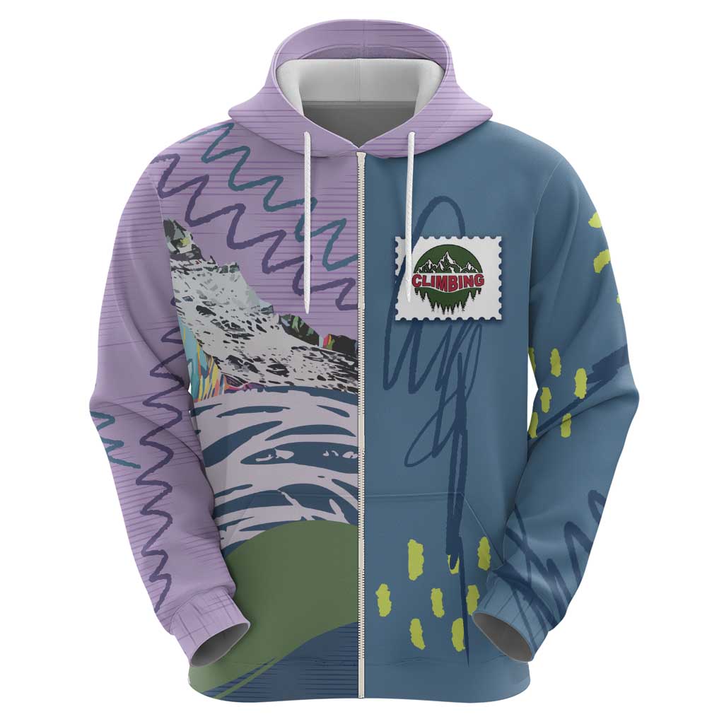 Custom Climbing Hoodie Mountain Art Retro Style