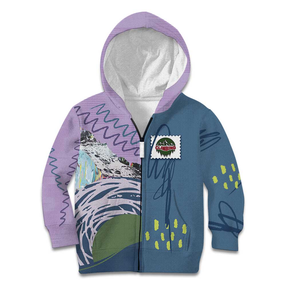 Custom Climbing Kid Hoodie Mountain Art Retro Style