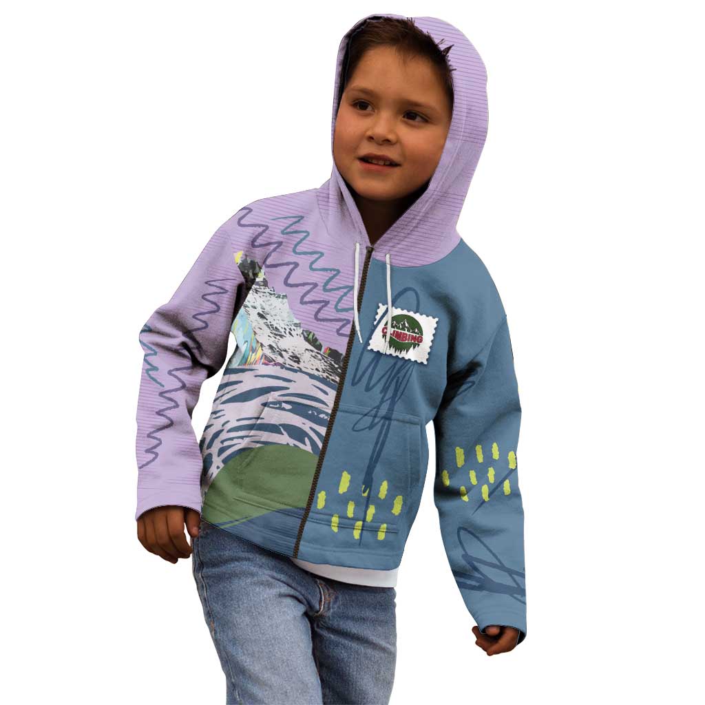 Custom Climbing Kid Hoodie Mountain Art Retro Style