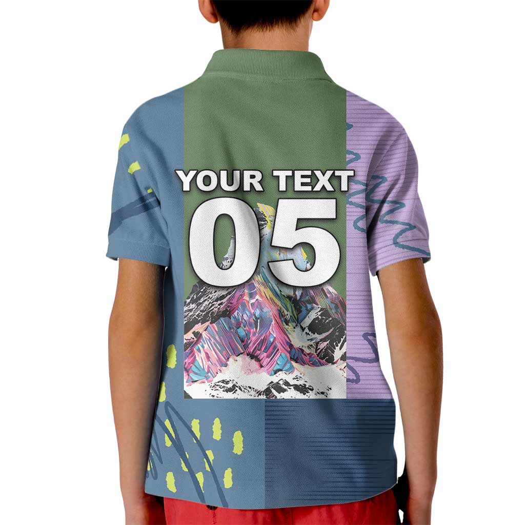 Custom Climbing Kid Polo Shirt Mountain Art Retro Style