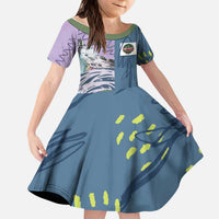 Custom Climbing Kid Short Sleeve Dress Mountain Art Retro Style