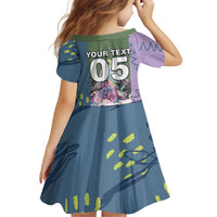 Custom Climbing Kid Short Sleeve Dress Mountain Art Retro Style