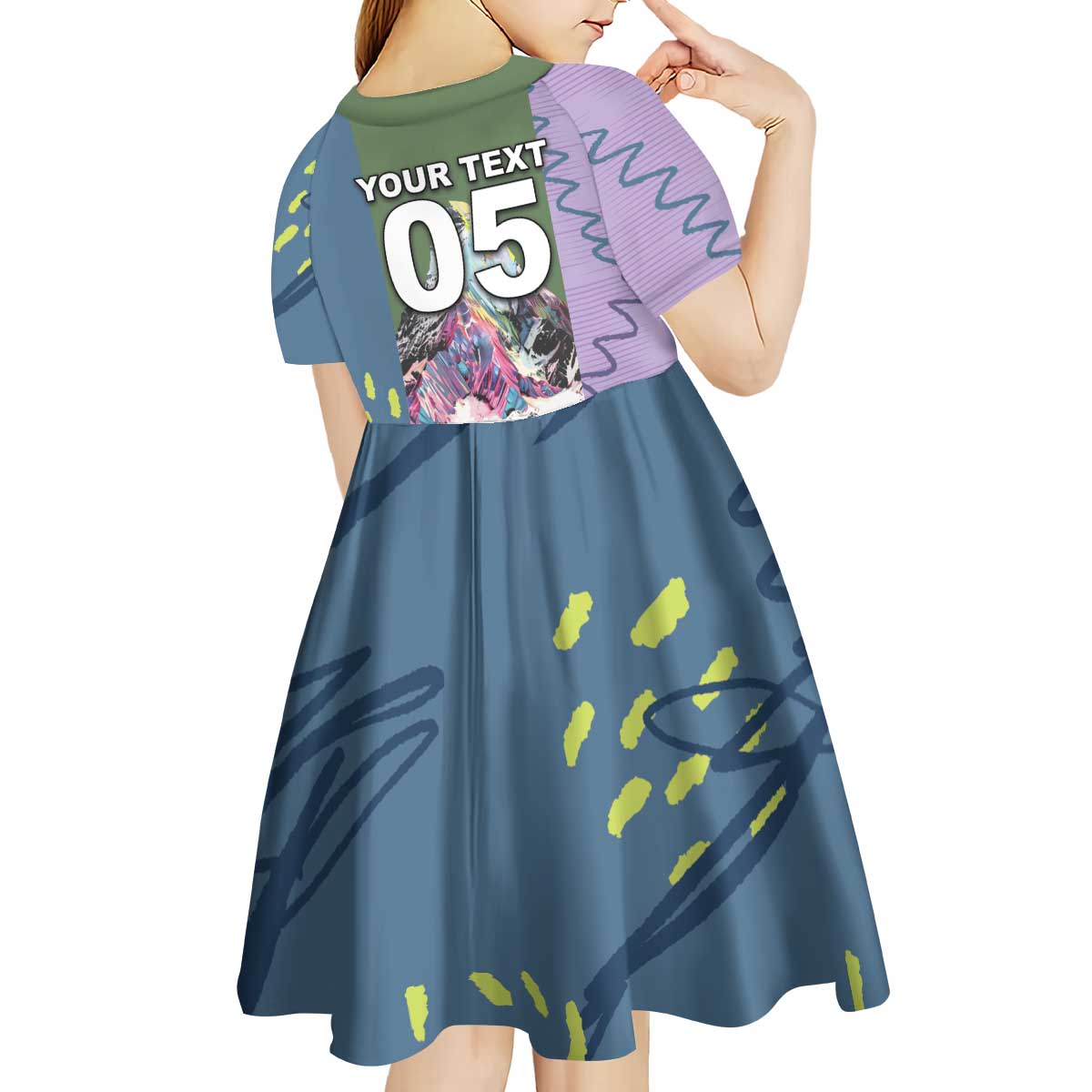 Custom Climbing Kid Short Sleeve Dress Mountain Art Retro Style