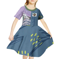 Custom Climbing Kid Short Sleeve Dress Mountain Art Retro Style