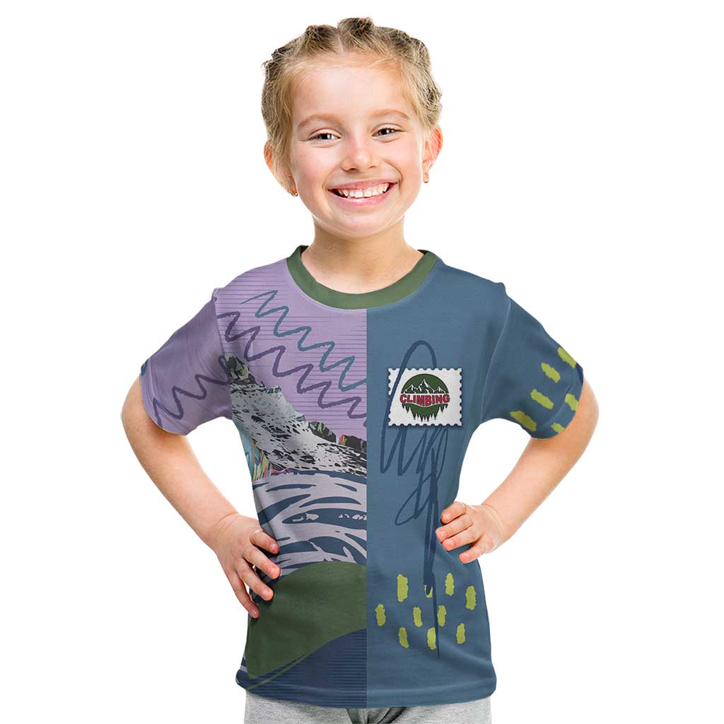 Custom Climbing Kid T Shirt Mountain Art Retro Style