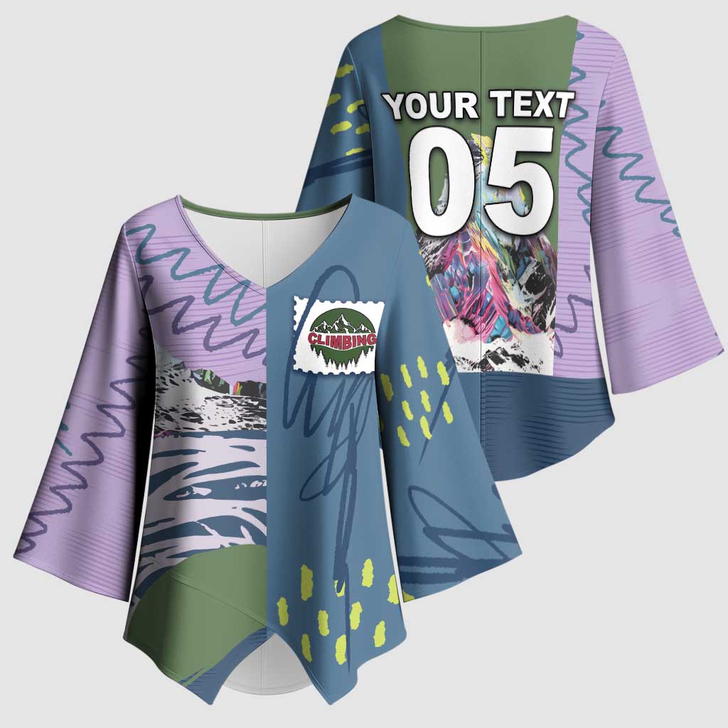 Custom Climbing Kimono Sleeve Blouse Mountain Art Retro Style