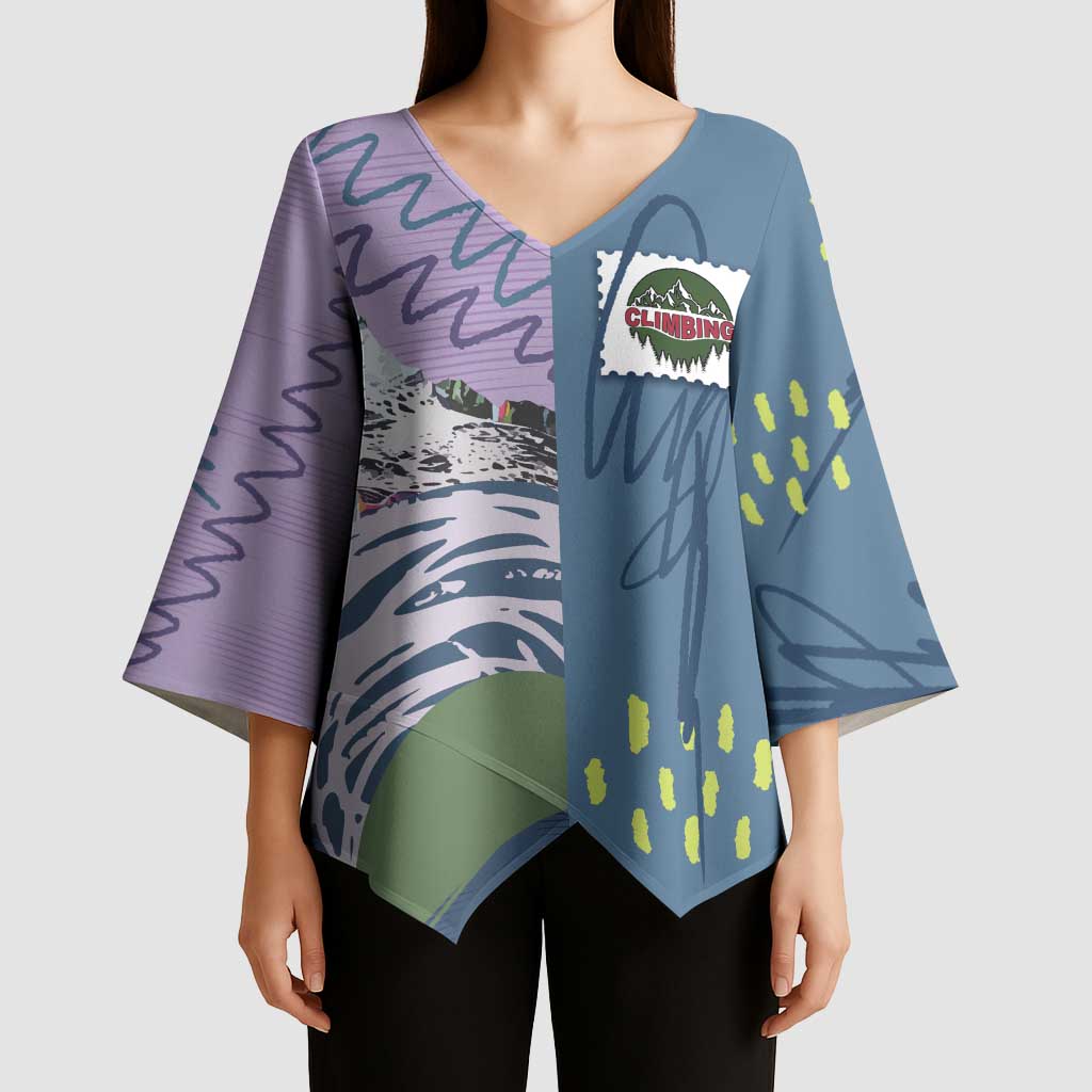 Custom Climbing Kimono Sleeve Blouse Mountain Art Retro Style