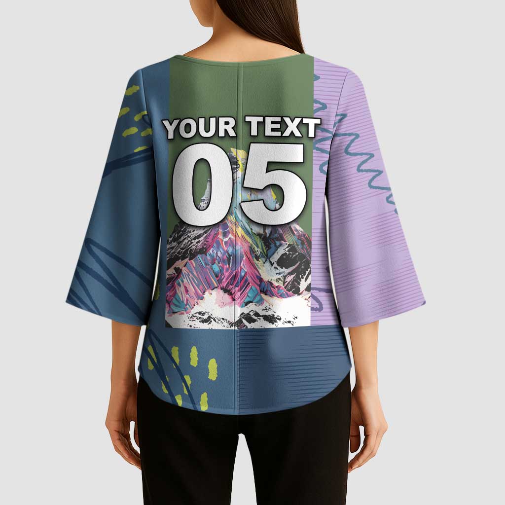 Custom Climbing Kimono Sleeve Blouse Mountain Art Retro Style