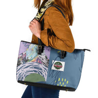 Climbing Leather Tote Bag Mountain Art Retro Style