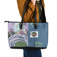 Climbing Leather Tote Bag Mountain Art Retro Style