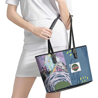 Climbing Leather Tote Bag Mountain Art Retro Style
