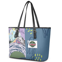 Climbing Leather Tote Bag Mountain Art Retro Style