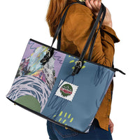 Climbing Leather Tote Bag Mountain Art Retro Style