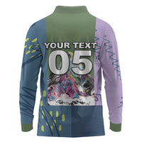 Custom Climbing Long Sleeve Polo Shirt Mountain Art Retro Style
