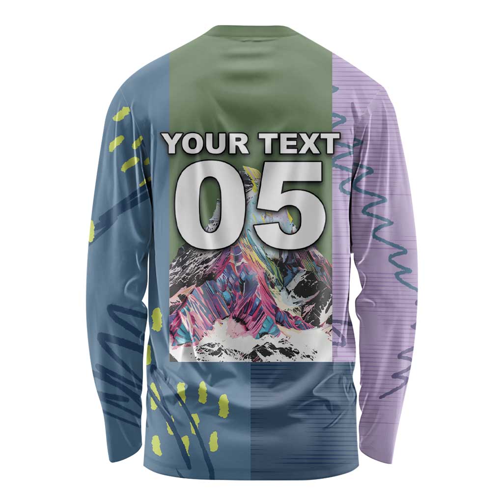 Custom Climbing Long Sleeve Shirt Mountain Art Retro Style