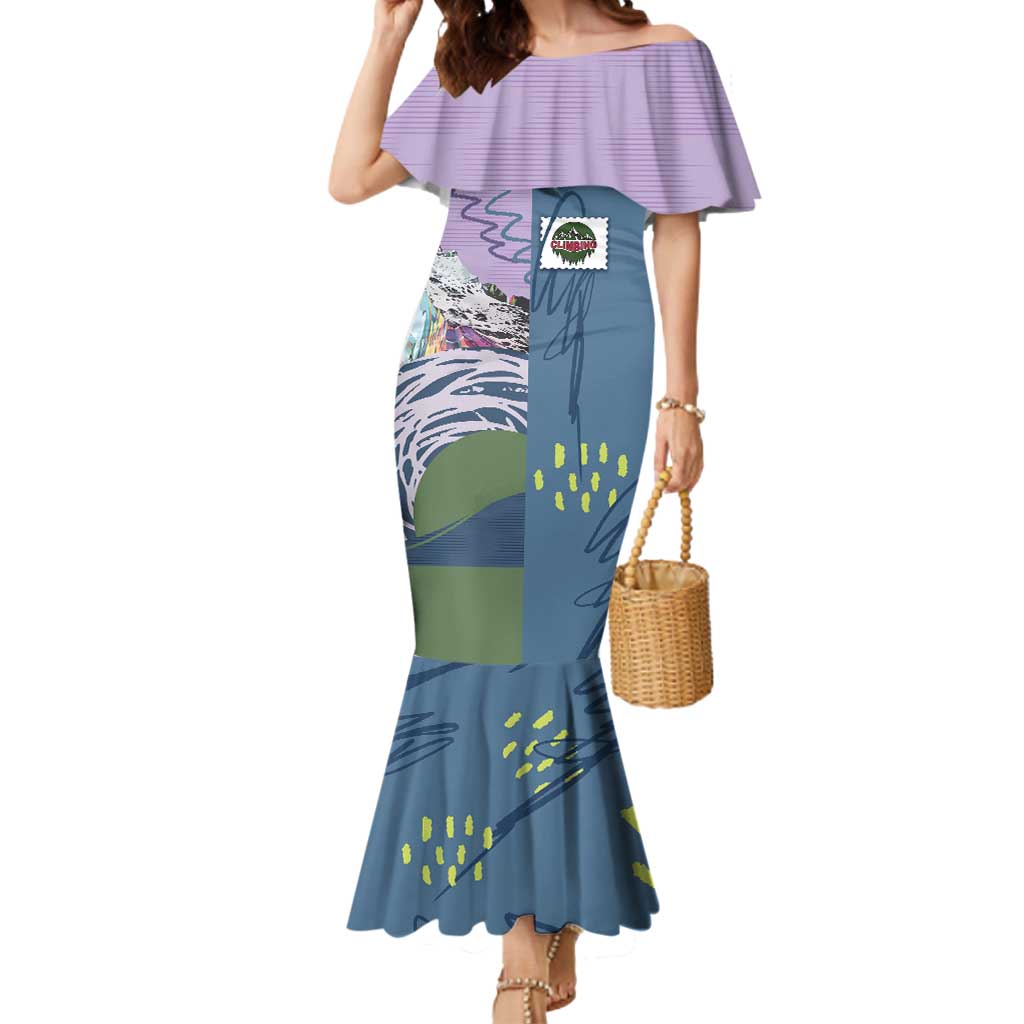 Custom Climbing Mermaid Dress Mountain Art Retro Style