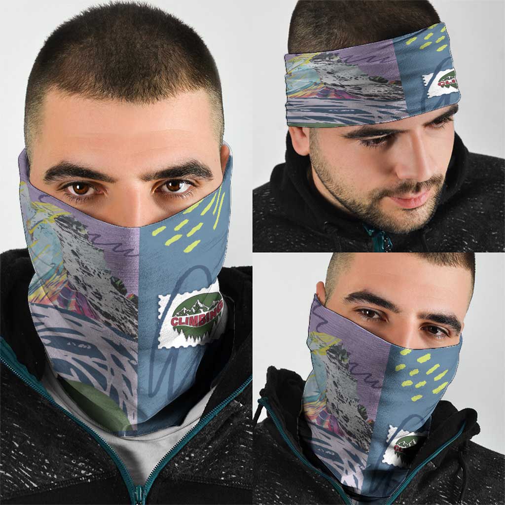 Climbing Neck Gaiter Mountain Art Retro Style