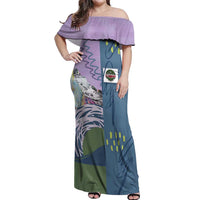 Custom Climbing Off Shoulder Maxi Dress Mountain Art Retro Style