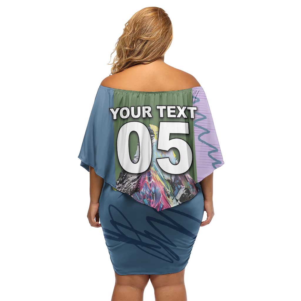 Custom Climbing Off Shoulder Short Dress Mountain Art Retro Style
