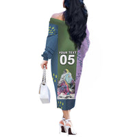 Custom Climbing Off The Shoulder Long Sleeve Dress Mountain Art Retro Style