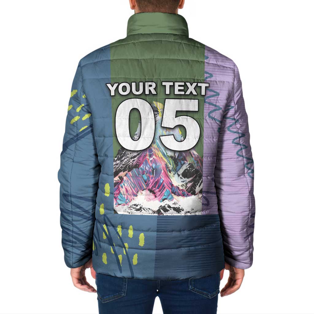 Custom Climbing Padded Jacket Mountain Art Retro Style