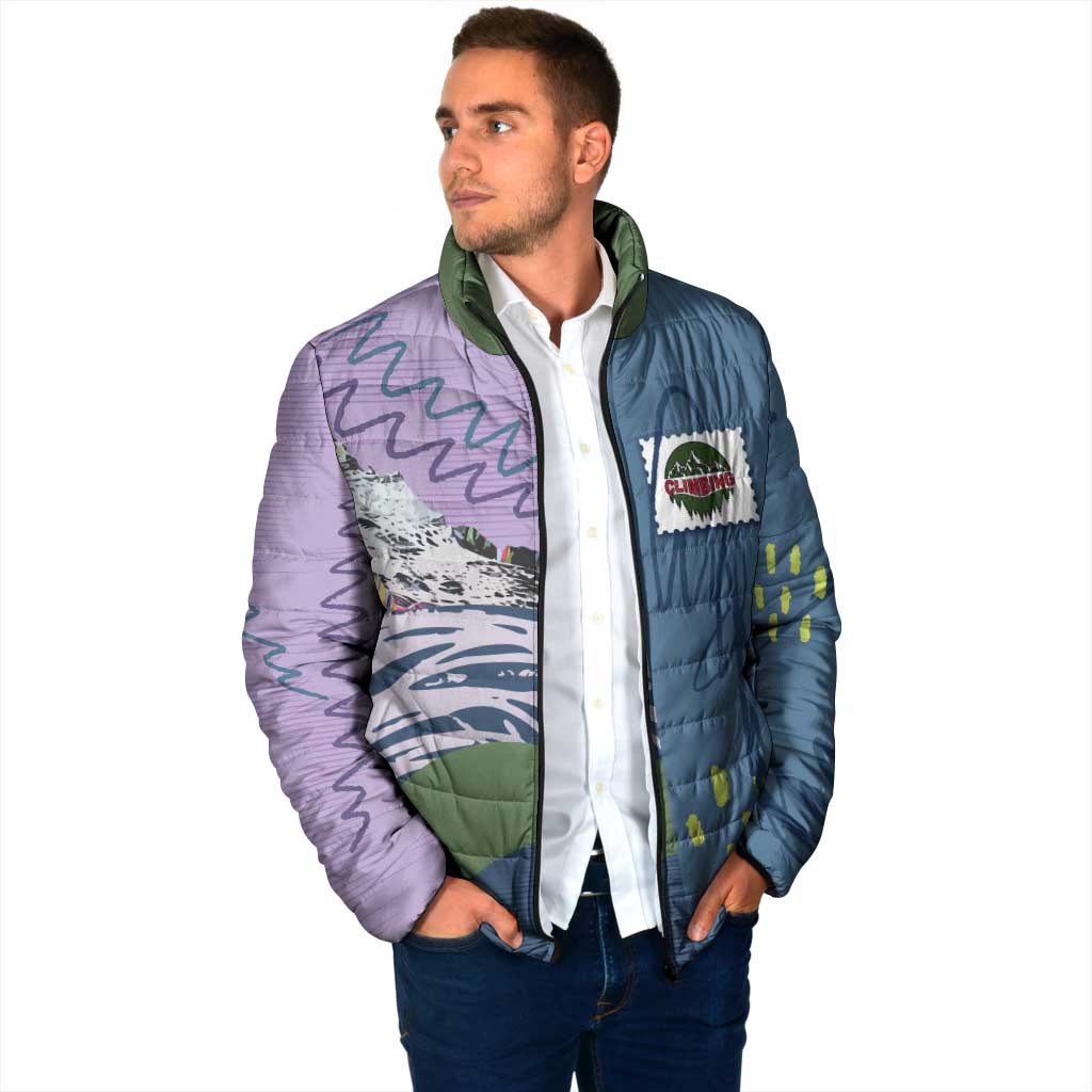 Custom Climbing Padded Jacket Mountain Art Retro Style
