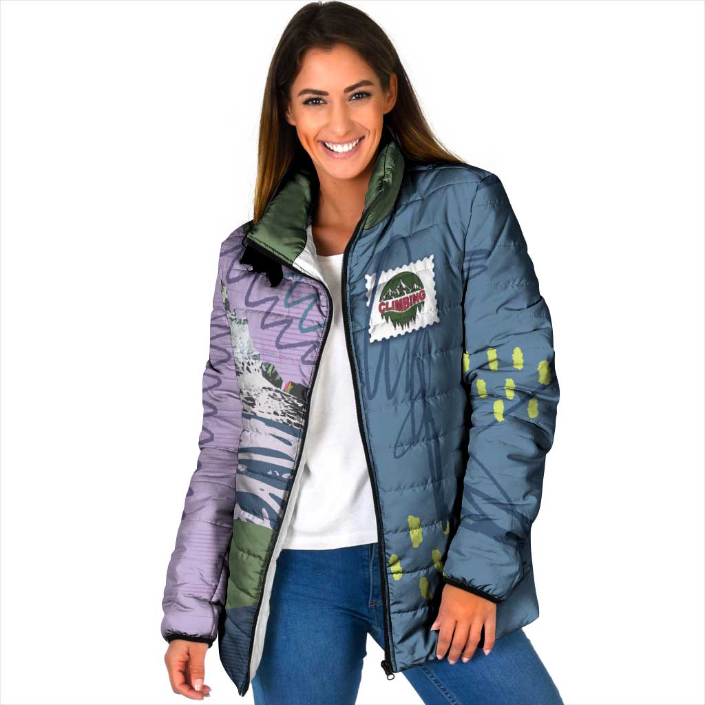 Custom Climbing Padded Jacket Mountain Art Retro Style