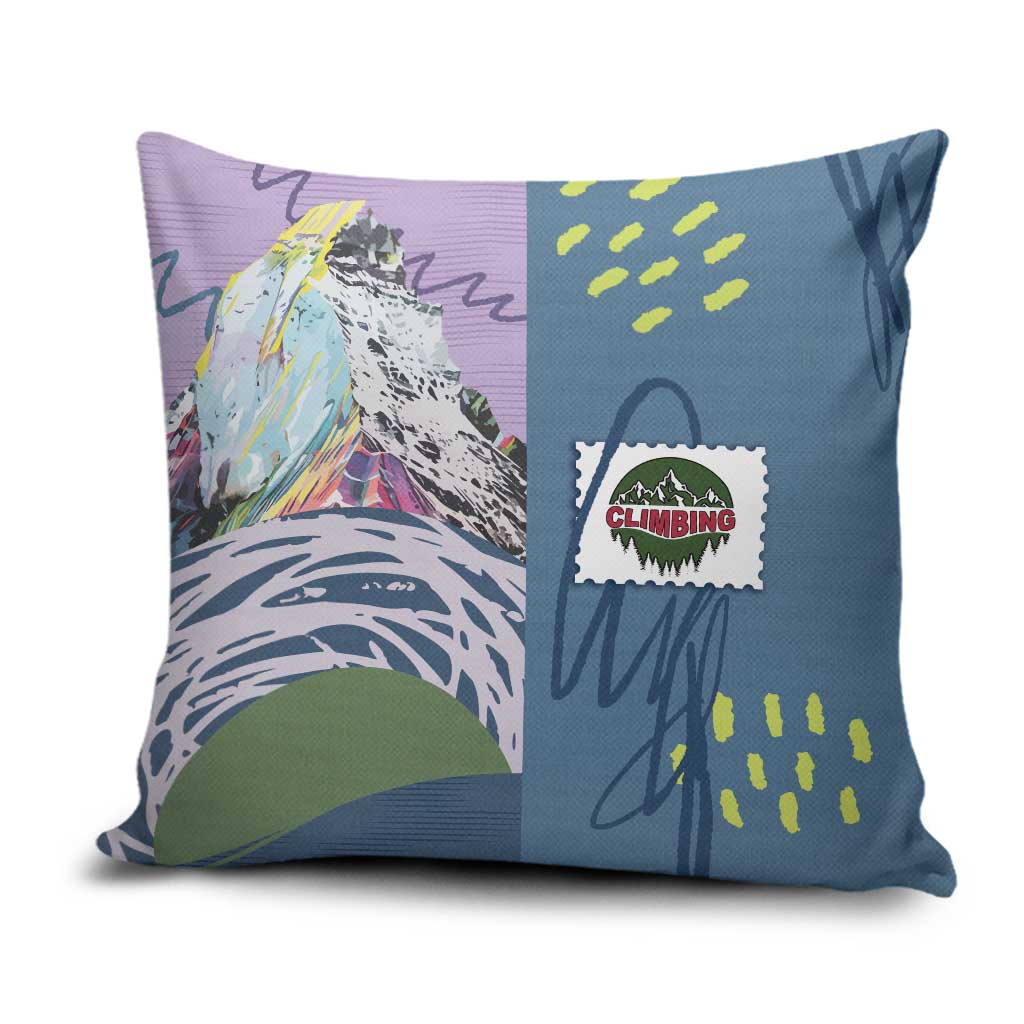 Climbing Pillow Cover Mountain Art Retro Style