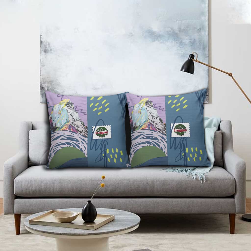 Climbing Pillow Cover Mountain Art Retro Style